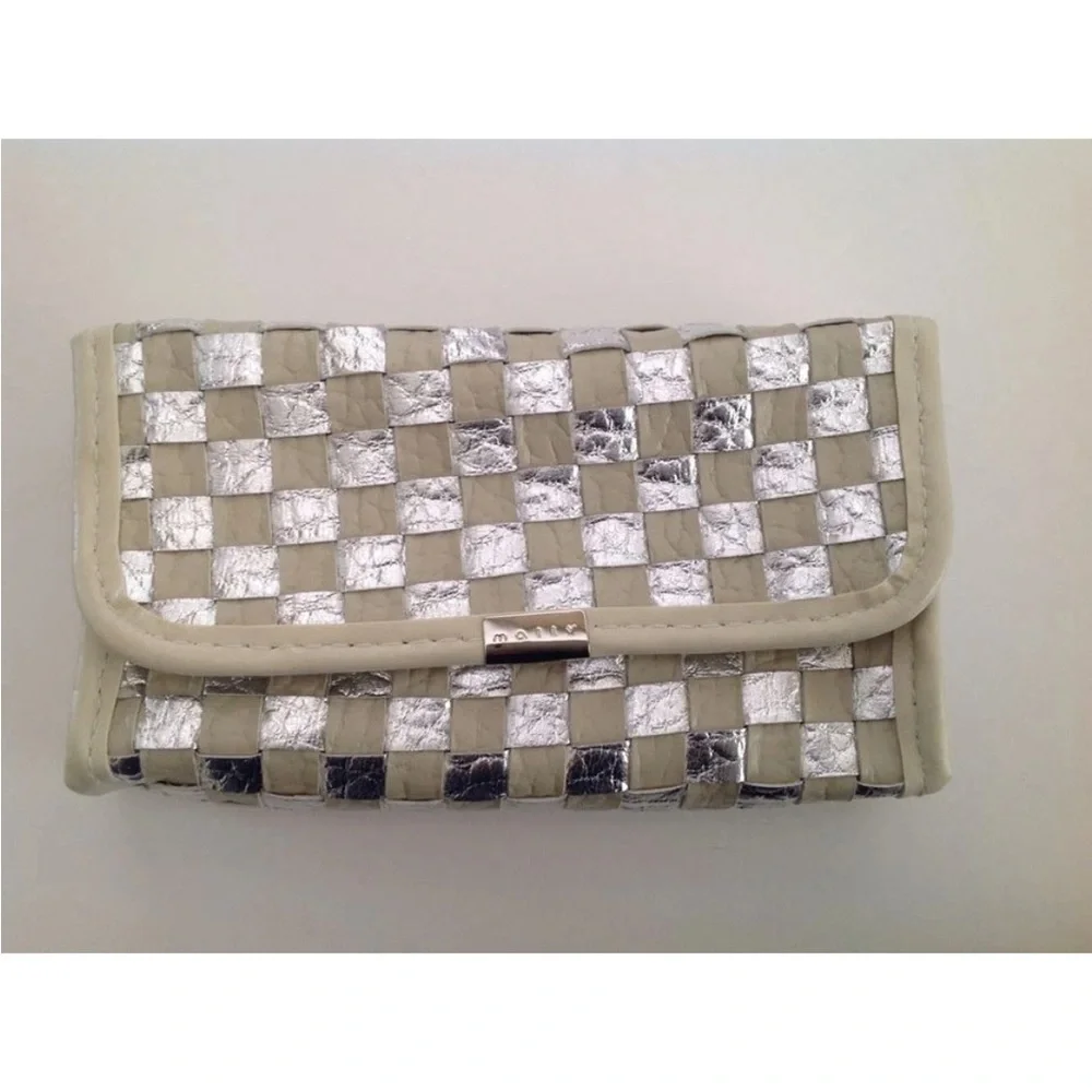 4 Mally Beauty Tan & Silver Make up Cosmetics Bag / Cell Purse / Clutch (new)